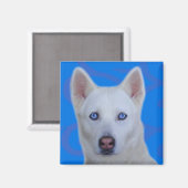 White Siberian Husky Magneet (Voorkant / Achterkant)