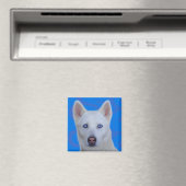 White Siberian Husky Magneet (Insitu (Vaatwasser))