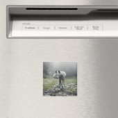 White Siberian Husky Magnet (Insitu (Vaatwasser))