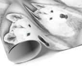 White Siberian Husky met Blue Eyes Fine Art Sketch Cadeaupapier (Rol Hoek)