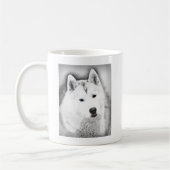White Siberian Husky met Blue Eyes Fine Art Sketch Koffiemok (Links)