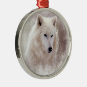 WHITE SIBERIAN HUSKY. METALEN ORNAMENT (Rechts)