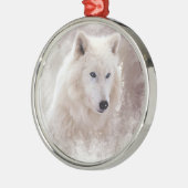 WHITE SIBERIAN HUSKY. METALEN ORNAMENT (Links)