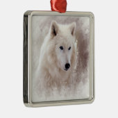 WHITE SIBERIAN HUSKY. METALEN ORNAMENT (Rechts)