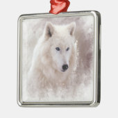 WHITE SIBERIAN HUSKY. METALEN ORNAMENT (Links)