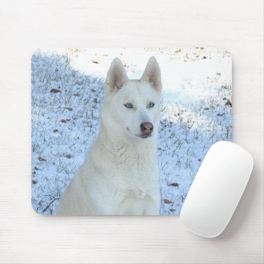 White Siberian Husky mousepad Muismat (Met muis)