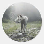 White Siberian Husky Ronde Sticker (Voorkant)