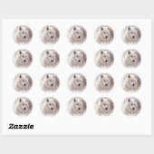 WHITE SIBERIAN HUSKY. RONDE STICKER (Vel)