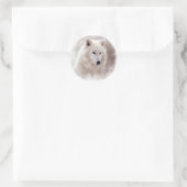 WHITE SIBERIAN HUSKY. RONDE STICKER (Tas)