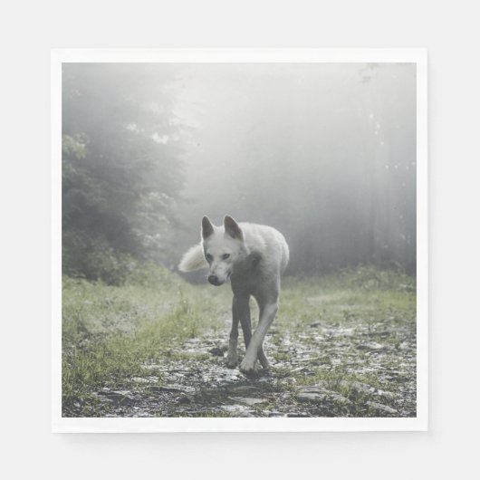 White Siberian Husky Servet (Voorkant)