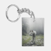 White Siberian Husky Sleutelhanger (Voorkant Links)