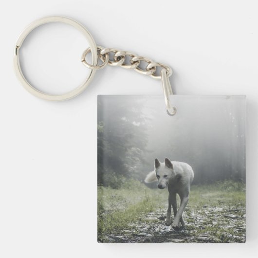 White Siberian Husky Sleutelhanger (Voorkant)