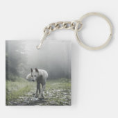 White Siberian Husky Sleutelhanger (Achterkant)