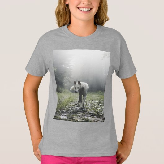 White Siberian Husky T-Shirt (Voorkant)