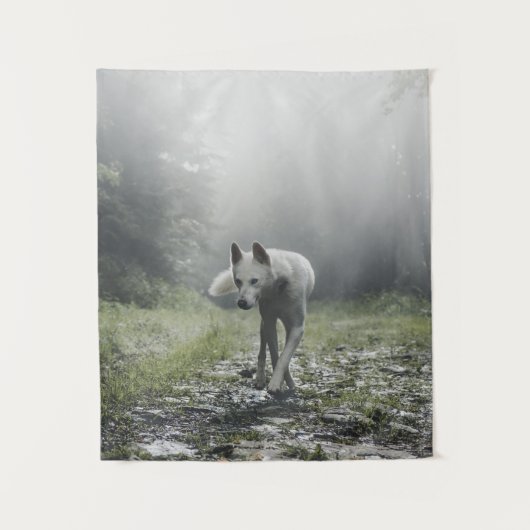 White Siberian Husky Wandkleed (Voorkant)