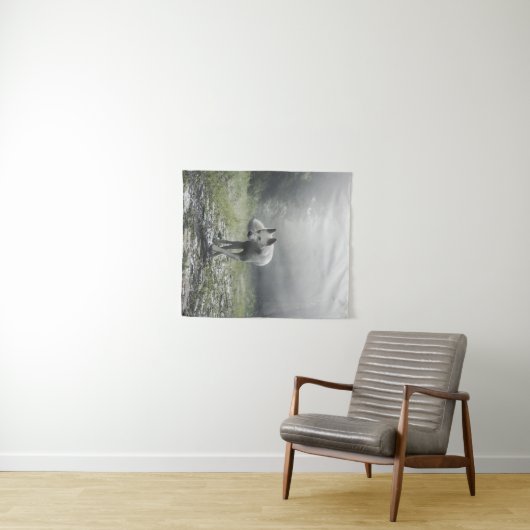 White Siberian Husky Wandkleed (In Situ (horizontaal))