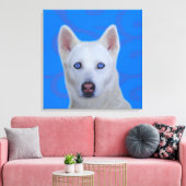 White Siberian Husky Wrapped Canvas Afdruk (Insitu (Woonkamer))