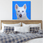 White Siberian Husky Wrapped Canvas Afdruk (Insitu (Slaapkamer))