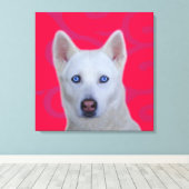 White Siberian Husky Wrapped Canvas Afdruk (Insitu (Houten vloer))