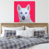 White Siberian Husky Wrapped Canvas Afdruk (Insitu (Slaapkamer))