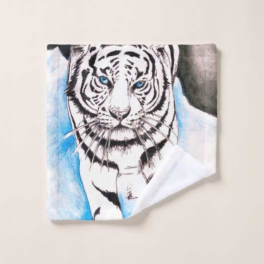 White Siberian Tiger Sow Bad Handdoek (Wasdoekje)