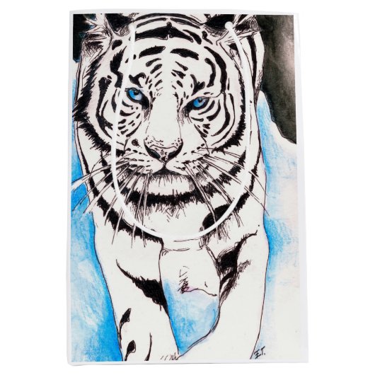 White Siberian Tiger Sow Medium Cadeauzakje (Voorkant)