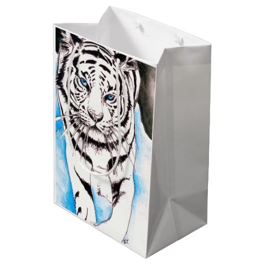 White Siberian Tiger Sow Medium Cadeauzakje (Achterkant Gekanteld)