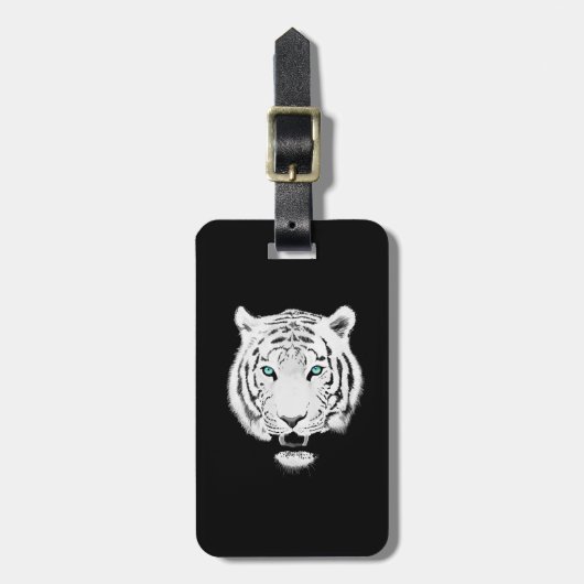 White Siberian Tiger Wildlife Art Bagagelabel (Voorkant verticaal)