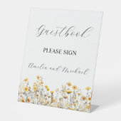 White Signature Script Gastenboek Reclamebord Met Voetstuk (Voorkant)