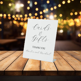 White Signature Script Kaarten en geschenken Reclamebord Met Voetstuk