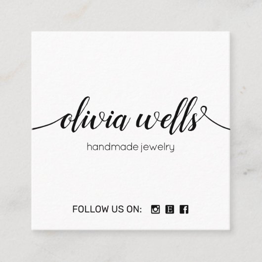 White Signature Script Social Media Networking Vierkante Visitekaartje (Voorkant)