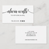 White Signature Script Social Media Networking Visitekaartje (Voorkant / Achterkant)