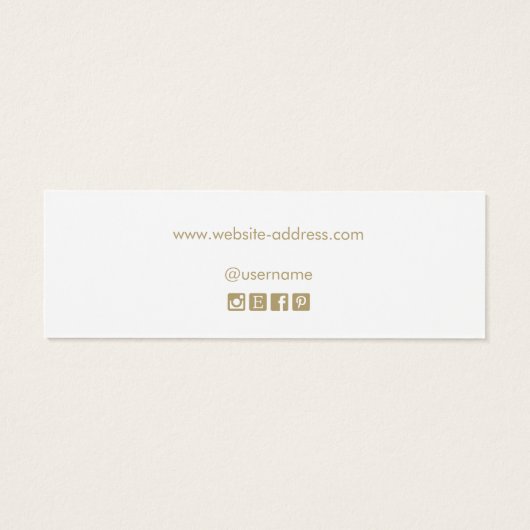 White Signature Script Stud Earning Display Mini Visitekaartjes (Achterkant)