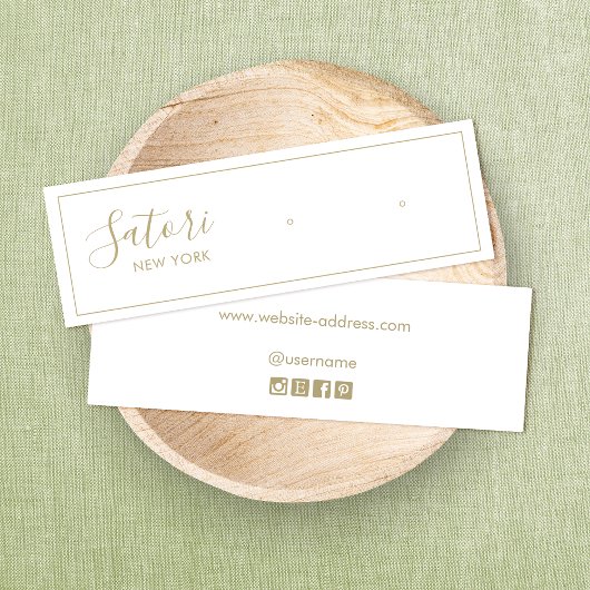 White Signature Script Stud Earning Display Mini Visitekaartjes