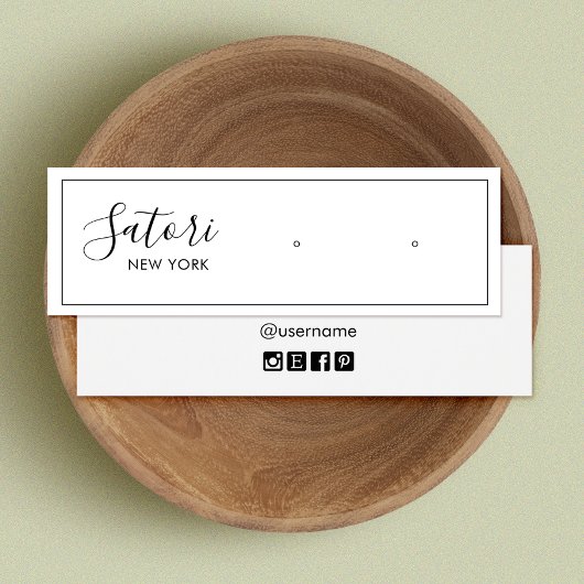 White Signature Script Stud Earning Display Mini Visitekaartjes