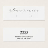 White Signature Script  Stud Earring Display Mini Visitekaartjes (Voorkant /achterkant)