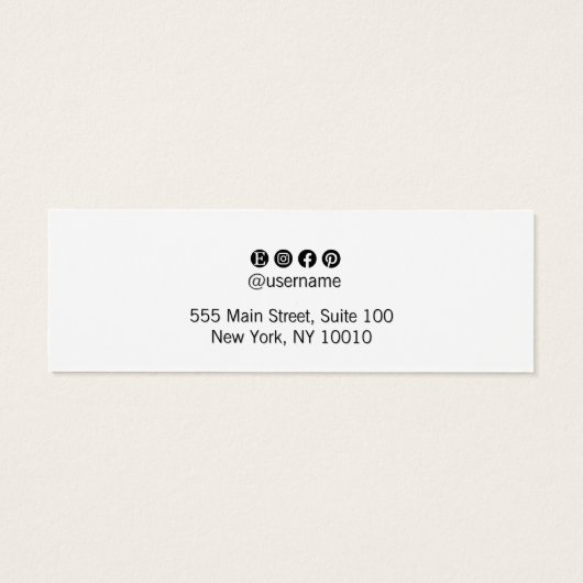 White Signature Script  Stud Earring Display Mini Visitekaartjes (Achterkant)