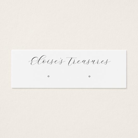 White Signature Script Stud Earring Display Mini Visitekaartjes (Voorkant)