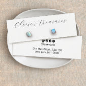 White Signature Script  Stud Earring Display Mini Visitekaartjes