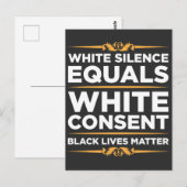 White Silence staat gelijk aan White Consent Black Briefkaart (Voorkant / Achterkant)