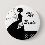 White Silhouette Bride Bridal Party Button (Voorkant)