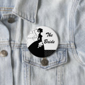 White Silhouette Bride Bridal Party Button (In situ)