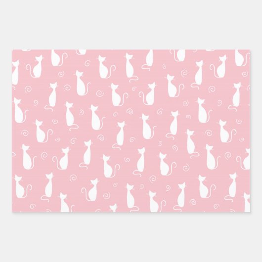 White Silhouette katten pastollen alle kleuren Inpakpapier Vel (Voorkant 2)