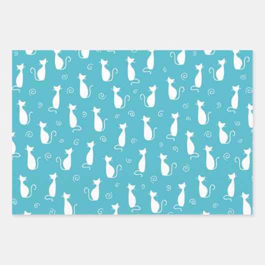 White Silhouette katten pastollen alle kleuren Inpakpapier Vel (Voorkant)