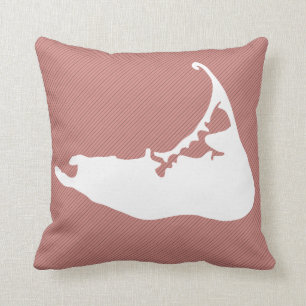 White Silhouette Map of Nantucket Island Kussen