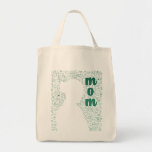 White Silhouette of a Mam Canvas tas
