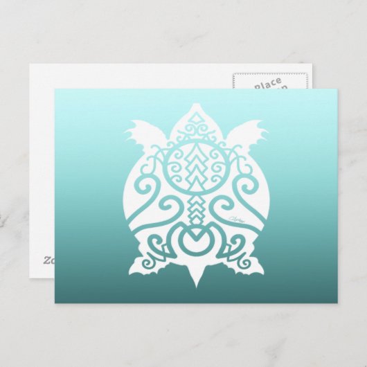 White Silhouette Snapper Turtle Briefkaart (Voorkant / Achterkant)