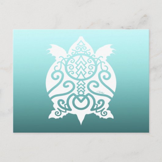 White Silhouette Snapper Turtle Briefkaart (Voorkant)