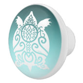 White Silhouette Snapper Turtle Keramische Knop (Rechts)