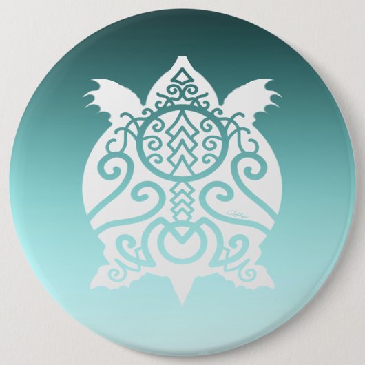 White Silhouette Snapper Turtle Ronde Button 6,0 Cm (Voorkant)